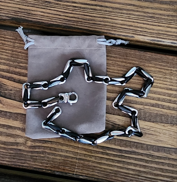 Other - Men's Black and Silver Chain Necklace